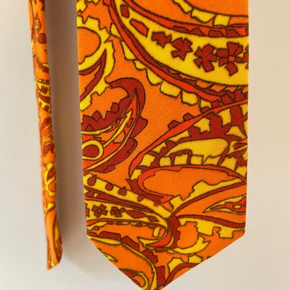 Vintage Handmade 1960's Men's Dress Tie Mod Paisley Design Groovy MCM Hippie - Picture 5 of 10